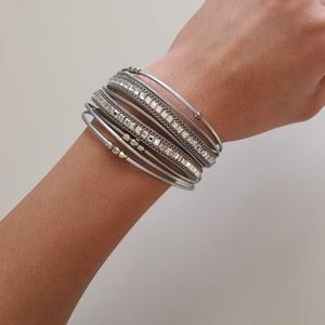 Wrap-Around Crystal Rhinestone Leather Bracelet